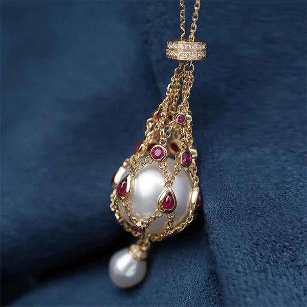 Collar de Lujo con Cadena de Malla y Perlas®