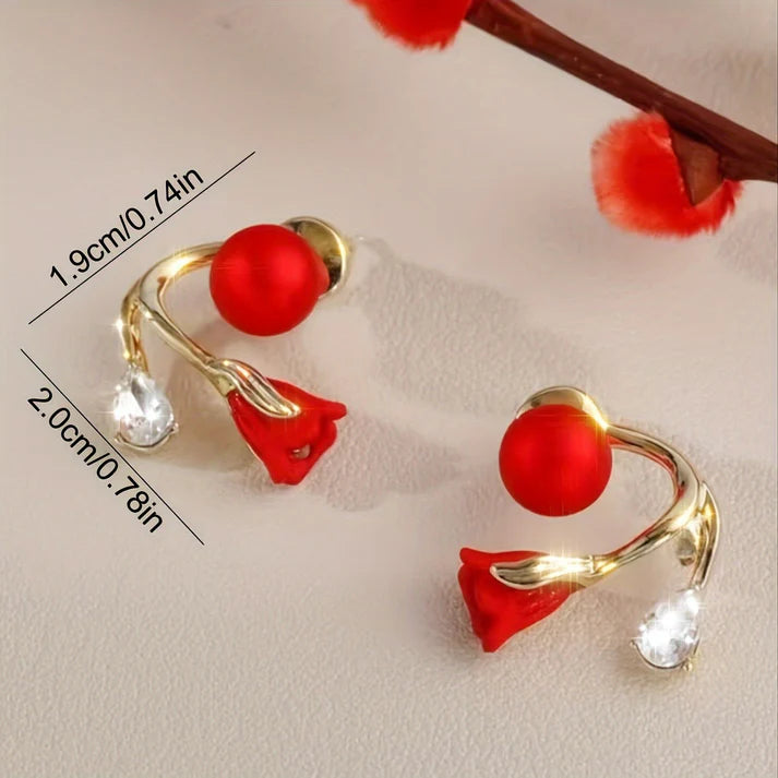 Aretes AerCuff de Perlas Rojas™