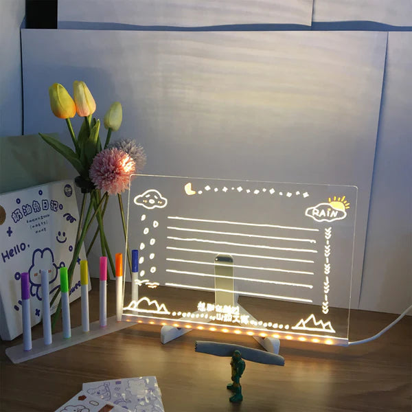 Tablero Mágico LED Personalizable + Lapiceros de Colores