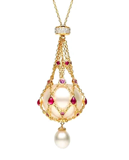 Collar de Lujo con Cadena de Malla y Perlas®