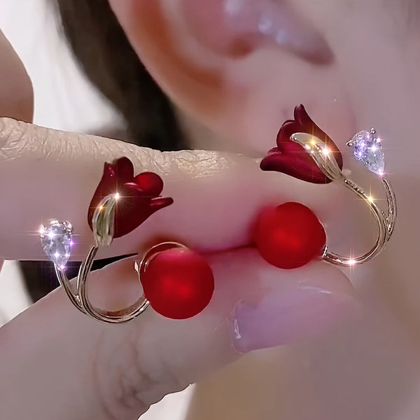 Aretes AerCuff de Perlas Rojas™