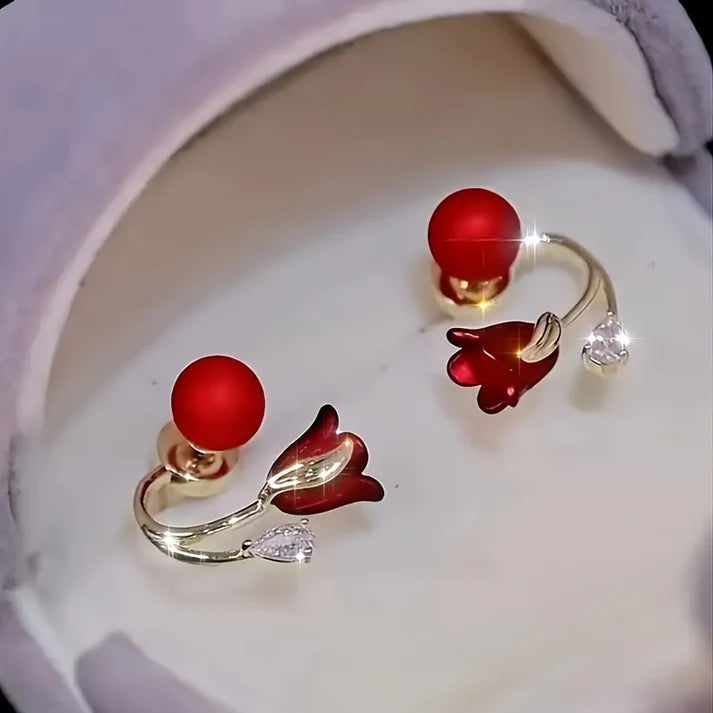 Aretes AerCuff de Perlas Rojas™
